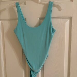 Women's Turquoise Scoop Neck Bodysuit